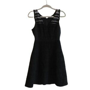 KOBI HALPERIN Black Textured Tweed Wool Blend Officecore Fit and Flare Dress